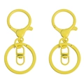 Pair of bright yellow candy-colored metal keychain accessories with lobster clasps - Yellow