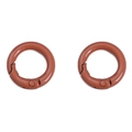 Set of two round brown metal spring O-rings with matte painted finish for DIY bags - 20mm / Reddish Brown