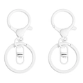 DIY metal keychain accessories in matte white finish with lobster clasp and split rings - White