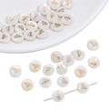 Flat round freshwater shell bead with golden number 4 for DIY jewelry making - US 4