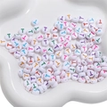 Multicolor acrylic alphabet T beads for DIY handmade bracelets and jewelry making - Letter T / 50Pcs/Bag