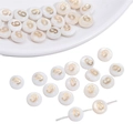 White freshwater shell bead with golden number nine for DIY necklace and jewelry making - US 6