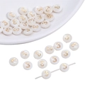 Detailed view of white shell beads with gold number three for handmade DIY jewelry - US 3