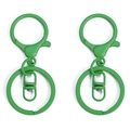 Vibrant green metal keychain set with split ring and lobster clasp DIY accessories - Green