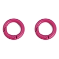 Pair of rose pink round metal spring ring clasps with a matte paint finish for DIY crafts - 20mm / Rose Purple Red