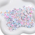 White flat round acrylic beads with colorful X letter patterns for DIY bracelets - Letter X / 50Pcs/Bag