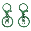 Green metal keychain set with lobster clasp and flat ring for DIY bag accessories - Dark Green