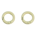 Pair of round cream-colored spring snap hooks for DIY keychain and bag accessories - 20mm / Light Yellow
