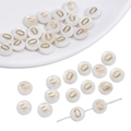 White shell pearl bead with gold letter zero for DIY jewelry making and necklaces - Number-0