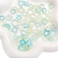 Colorful iridescent ABS pearl charms in star and heart shapes for DIY craft accessories - 20g/Pack (Approx. 190 Pieces) / Gradient Blue Green