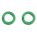 Pair of green matte round alloy spring rings for DIY keychains and bags - 20mm / Emerald Green
