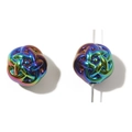 Colorful hollow woven ball beads with iridescent plated finish for DIY jewelry crafting - 11mm (5 Pieces/Pack) / Black