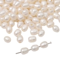 Natürliche weiße Süßwasserperlen in Tropfenform mit Bohrung für DIY Schmuckdesign - 5-6mm Gerades Loch 1.5mm / Weiß