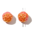 Iridescent orange-pink acrylic floral bead for DIY jewelry with metallic rainbow finish - 11mm (5 Pieces/Pack) / Orange Red