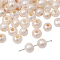 Natürliche milchweiße Süßwasserperlen mit Bohrung für DIY Schmuckherstellung - 9-10mm Loch 3mm / Weiß