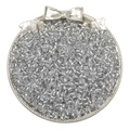 Macro shot of transparent glass seed beads for DIY jewelry making in a silver vintage tray - 2mm / Silver Gray
