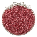 Red silver-lined glass seed beads for DIY jewelry in a decorative silver metal tray - Silver Crimson
