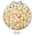 Creamy beige resin cat-eye beads for DIY jewelry making and holiday ornaments - approx. 10mm (2mm Hole, 10pcs/Pack) / Beige