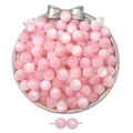 Polished pink cat eye resin round beads with central holes for DIY jewelry crafting - Light Pink