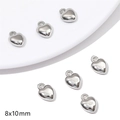 Pack of seven 8x10mm heart-shaped silver metal pendants for DIY jewelry making - Small Smooth Heart