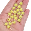 Faceted candy-colored acrylic round beads with transparent outer shell and yellow core - Yellow