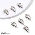 Set of 6 bright silver heart-shaped pendants for DIY jewelry making, size 11x19mm - Pointed Heart