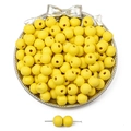 Vibrant yellow round wooden beads for DIY jewelry making in a silver bow display tray - 10mm (50 Pieces/Pack) / Light Yellow