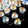 Faceted heart crystal beads with AB aurora coating for DIY jewelry making and crafts - Heart Style / 5 Pieces/Pack (12x12mm) / AB Color