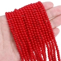 Polished 4mm solid red glass beads for DIY necklaces and handmade bracelets - 1 Pack (Approx. 95 Beads) / Red