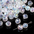 Faceted AB crystal heart beads for DIY jewelry making with rainbow iridescent finish - Ingot Stone Style / 10 Pieces/Pack (8x8mm) / AB Color