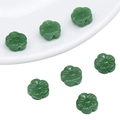 Deep green flower shaped jade-like glass beads with precise petals for DIY jewelry making - Plum Blossom / 10 Pieces Pack / Green