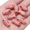 DIY ceramic fish bead in glossy pink finish for handmade jewelry bracelets - 10x19mm (2 Pieces/Pack) / Pink