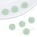 Pale green flower shaped jade-like glass beads with center hole for DIY jewelry - Plum Blossom / 10 Pieces Pack / Light Green