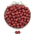 Dunkelrote matte Holzperlen für DIY-Schmuckherstellung in einer silbernen Schale - 10mm (50 Stück/Packung) / Dunkelrot