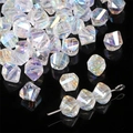 Faceted AB crystal heart beads for jewelry making with iridescent rainbow coating - Twisted Bead Style / 10 Pieces/Pack (8x6mm) / AB Color