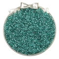Peacock green silver-lined glass seed beads for DIY jewelry making in a silver tray - Silver Emerald Green