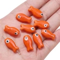 Vibrant orange ceramic fish beads with hole detail for DIY jewelry making and craft - 10x19mm (2 Pieces/Pack) / Orange Red