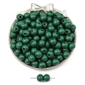 Dunkelgrüne runde Holzperlen zum Basteln mit vorgebohrten Löchern für DIY-Schmuck - 10mm (50 Stück/Packung) / Grasgrün