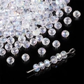 Faceted AB crystal glass heart beads for DIY jewelry with rainbow reflective coating - Flat Bead Style (4x3mm) / 30 Pieces/Pack (4x3mm) / AB Color