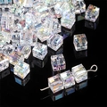 AB color aurora crystal cube loose beads with center hole for DIY jewelry making - Square Bead Style (6mm) / 10 Pieces/Pack (6mm) / AB Color