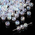 AB coated heart-shaped crystal glass beads for DIY jewelry making on metal pins - 96 Faceted Ball Style / 20 Pieces/Pack (6x5mm) / AB Color