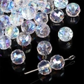 Faceted AB crystal heart beads for DIY jewelry making with iridescent rainbow coating - 96 Faceted Ball Style (8x7mm) / 10 Pieces/Pack (8x7mm) / AB Color