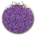 Deep purple glass seed beads for DIY jewelry making in a silver bow tray - Silver Purple
