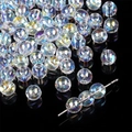 Round clear AB iridescent glass crystal beads for DIY handmade jewelry bracelets - Smooth Round Bead Style (6mm) / 20 Pieces/Pack (6mm) / AB Color