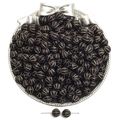 Macro shot of black acrylic pumpkin beads with gold stripes in a silver tray - Pumpkin Style / 50 Pieces/Pack (8mm)