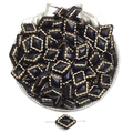 Detail of vintage rhombic acrylic beads in black and gold for DIY jewelry making - Plump Rhombus Style