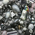 DIY jewelry beads set with black and silver stars hearts and faceted acrylic pendants - Random Mixed 30g/Pack / Black Series