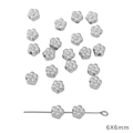 Silver 6x6mm flower-shaped CCB spacer beads for DIY jewelry making and bracelets - Plum Blossom (6x6mm) / 30 Pcs/Pack / White Gold