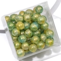Green and gold marble texture glass beads for DIY jewelry in a clear square box - Color 2