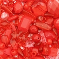 DIY jewelry kit with vintage red acrylic baroque beads in various geometric shapes - Random Mixed 30g/Pack / Bright Red Series